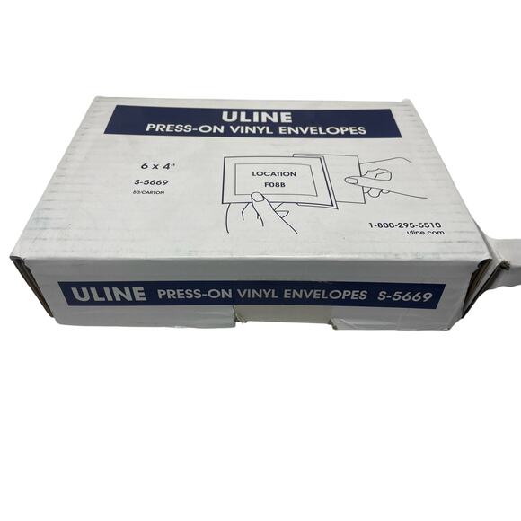 50 Clear 6x4" Vinyl Adhesive Pockets – Uline Label Sleeves, Press-On, New - Picture 3 of 6
